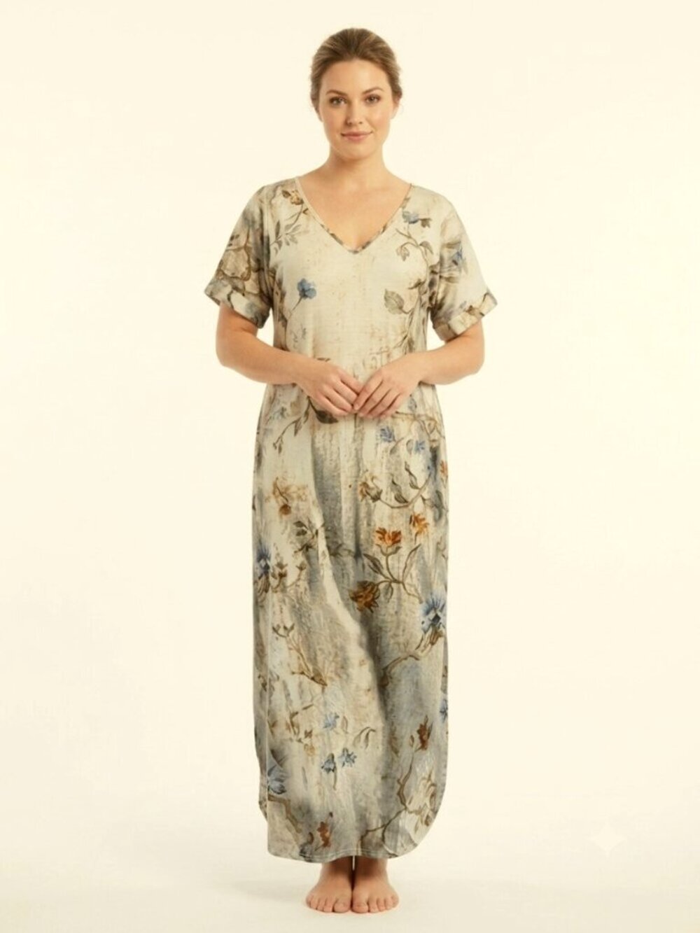 Zolucky Floral Short Sleeve Maxi Dress- Sz. Lrg